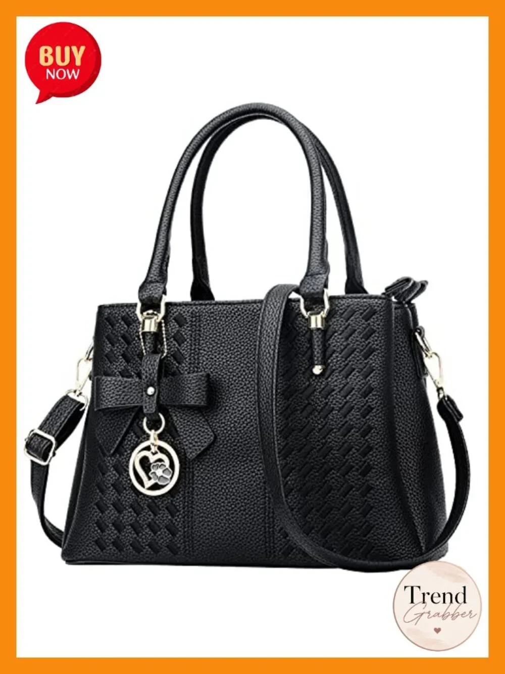 PU Leather Top Handle Satchel Bag, 3 Compartments, Adjustable Strap